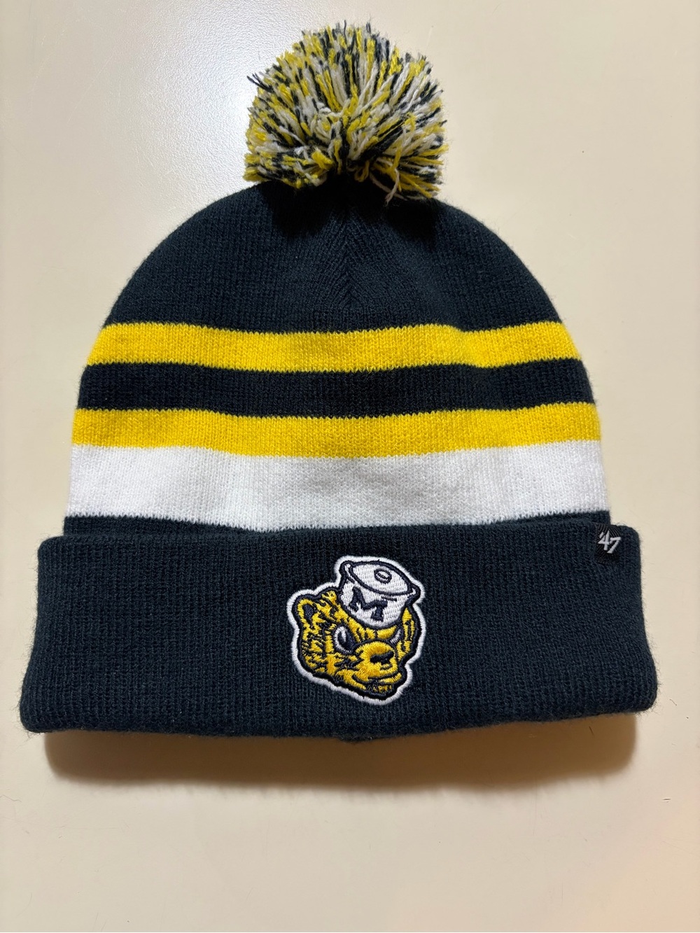 ’47 Brand Michigan Wolverines Black Acrylic Knit Beanie Hat OSFA